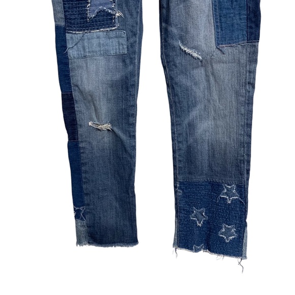 POLO RALPH LAUREN WAVERLY PATCHWORK STRAIGHT CROPPED BLUE DENIM JEANS - Picture 10 of 16